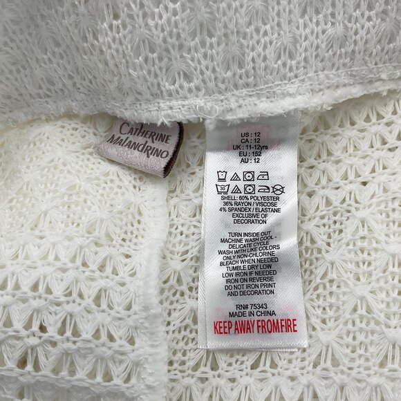 Catherine Malandrino 1-pc Adjust Strap Ruffle Neck Swimsuit Crochet Pants 12 NWT - Picture 8 of 10